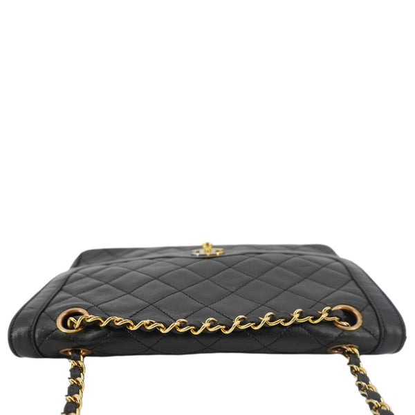 CHANEL Paris Two-Tone CC Logo Quilted Leather Shoulder Bag Black