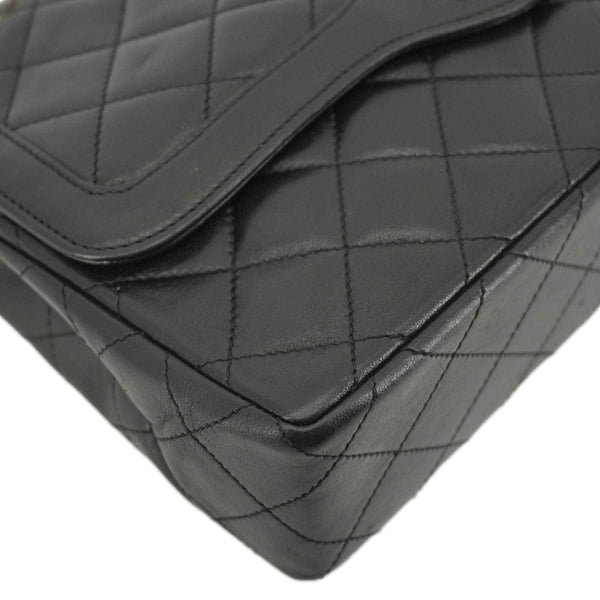 CHANEL Paris Two-Tone CC Logo Quilted Leather Shoulder Bag Black