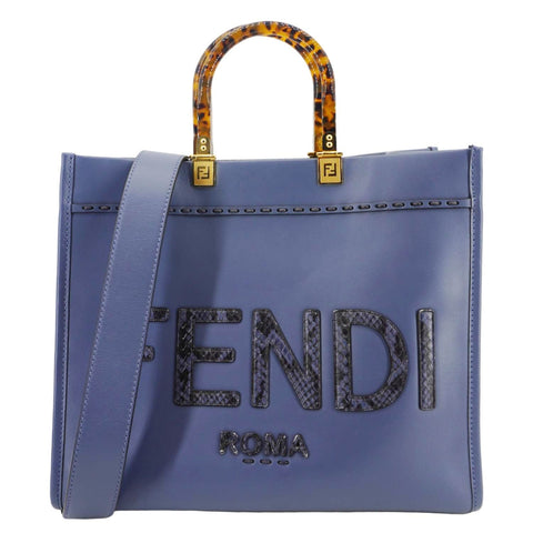 FENDI Sunshine Leather Crossbody Tote Bag Blue