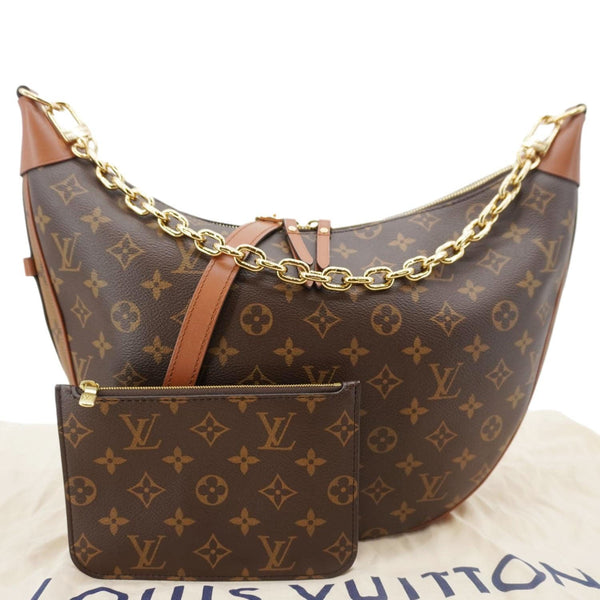 LOUIS VUITTON Loop Reverse Monogram Canvas Hobo Shoulder Bag Brown