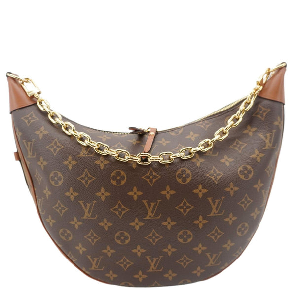 LOUIS VUITTON Loop Reverse Monogram Canvas Hobo Shoulder Bag Brown