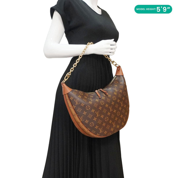 LOUIS VUITTON Loop Reverse Monogram Canvas Hobo Shoulder Bag Brown