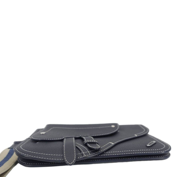 CHRISTIAN DIOR X KAWS Saddle Leather Wristlet Navy Blue