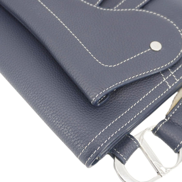 CHRISTIAN DIOR X KAWS Saddle Leather Wristlet Navy Blue