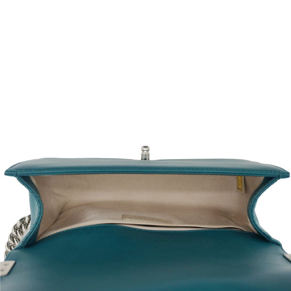 CHANEL Boy Flap Perforated Leather Crossbody Bag Turquoise