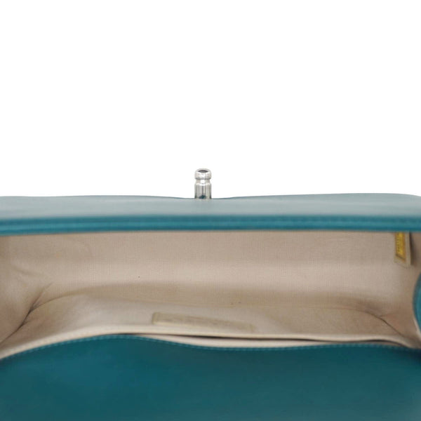 CHANEL Boy Flap Perforated Leather Crossbody Bag Turquoise