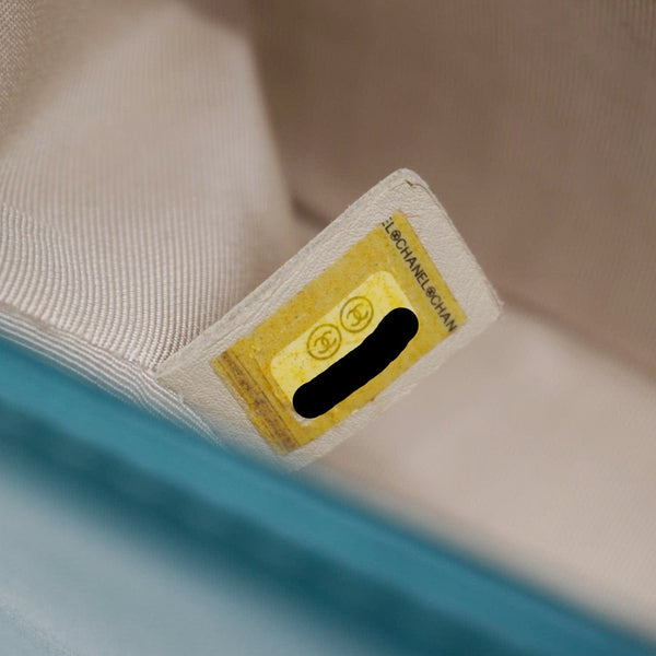 CHANEL Boy Flap Perforated Leather Crossbody Bag Turquoise