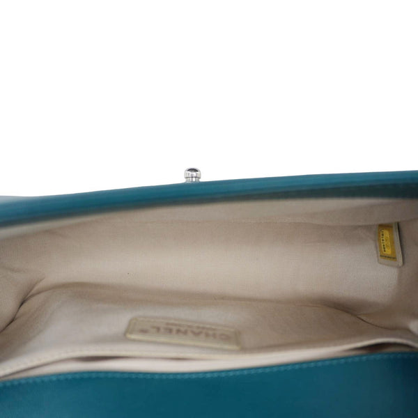 CHANEL Boy Flap Perforated Leather Crossbody Bag Turquoise