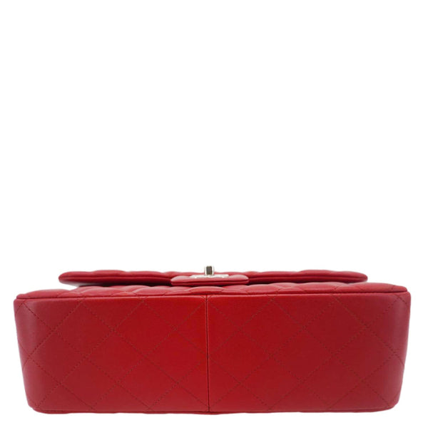 CHANEL Classic Jumbo Double Flap Quilted Leather Crossbody Bag Red