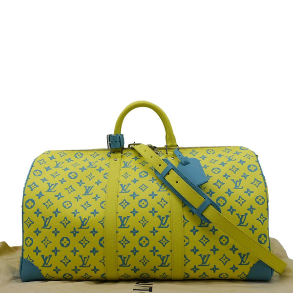LOUIS VUITTON Playground Keepal Travel Bag Neon Yellow front side