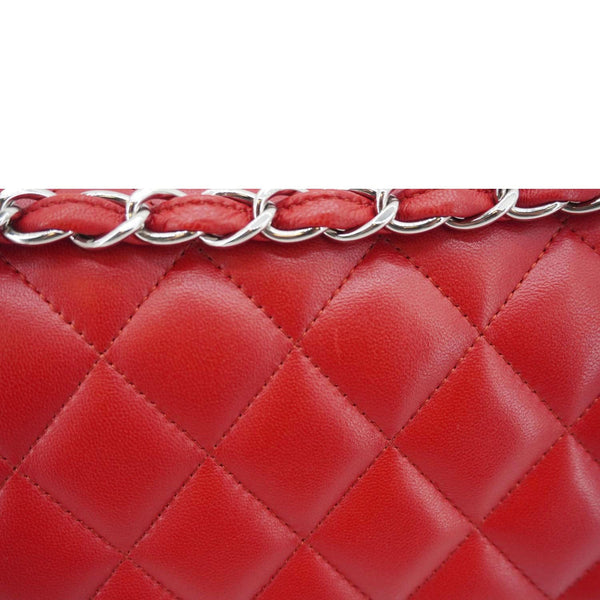 CHANEL Classic Jumbo Double Flap Quilted Leather Crossbody Bag Red