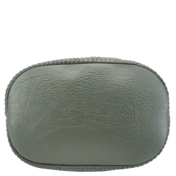 CHANEL Chevron Leather Drawstring Bucket Crossbody Bag Green