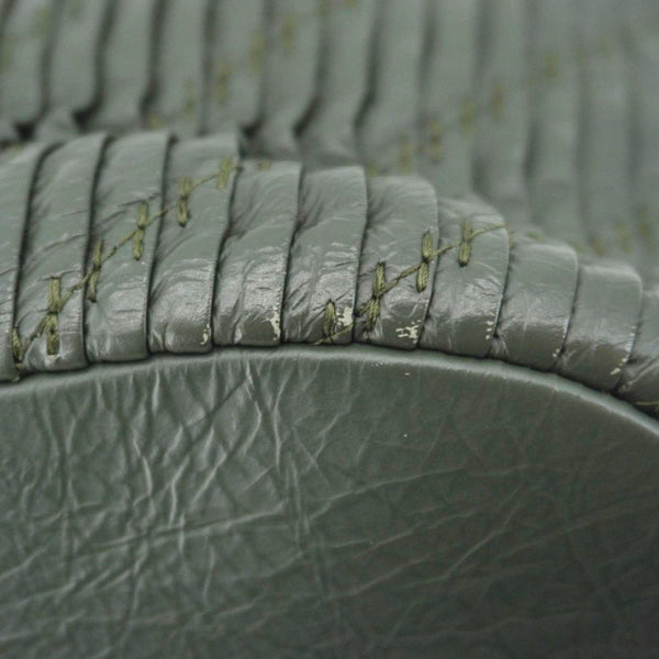 CHANEL Chevron Leather Drawstring Bucket Crossbody Bag Green