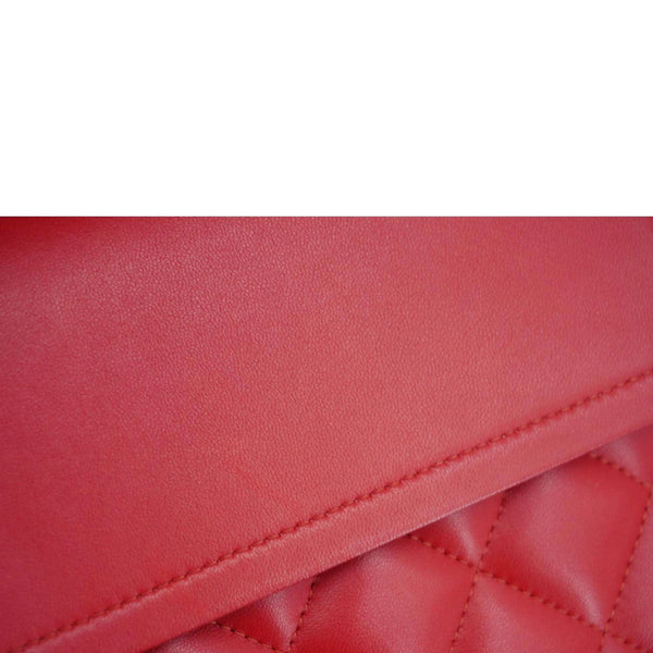 CHANEL Classic Jumbo Double Flap Quilted Leather Crossbody Bag Red