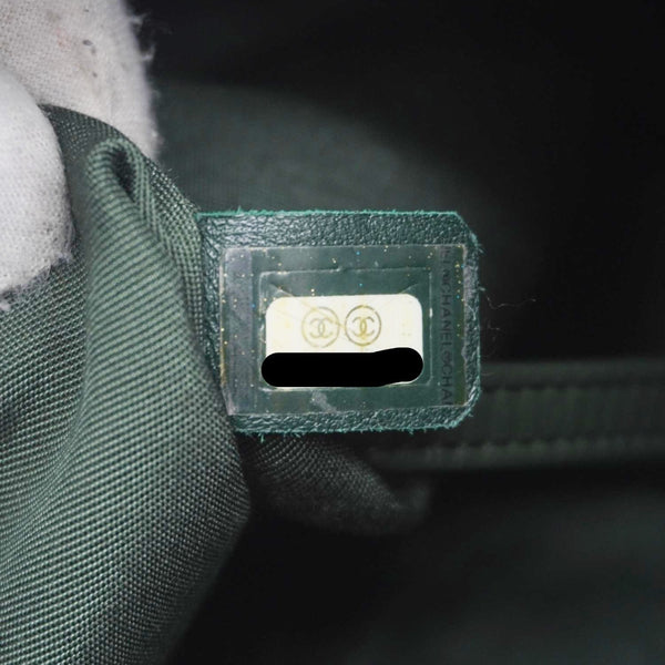 CHANEL Chevron Leather Drawstring Bucket Crossbody Bag Green