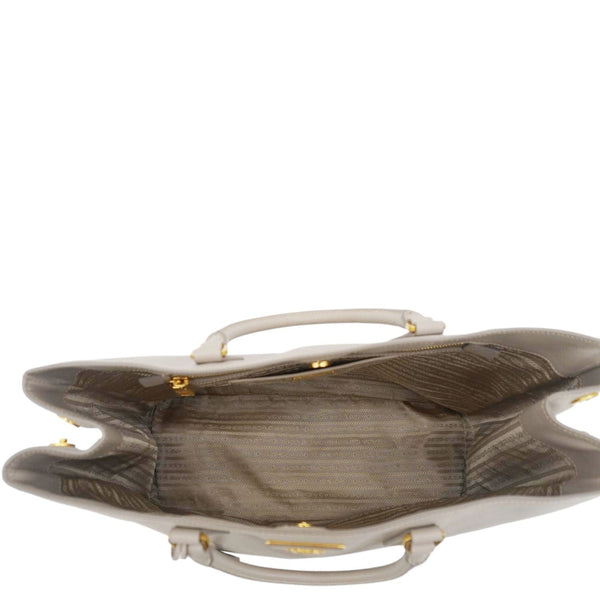 PRADA Galleria Double Zip Saffiano Leather Top Handle Tote Bag Beige