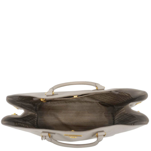 PRADA Galleria Double Zip Saffiano Leather Top Handle Tote Bag Beige