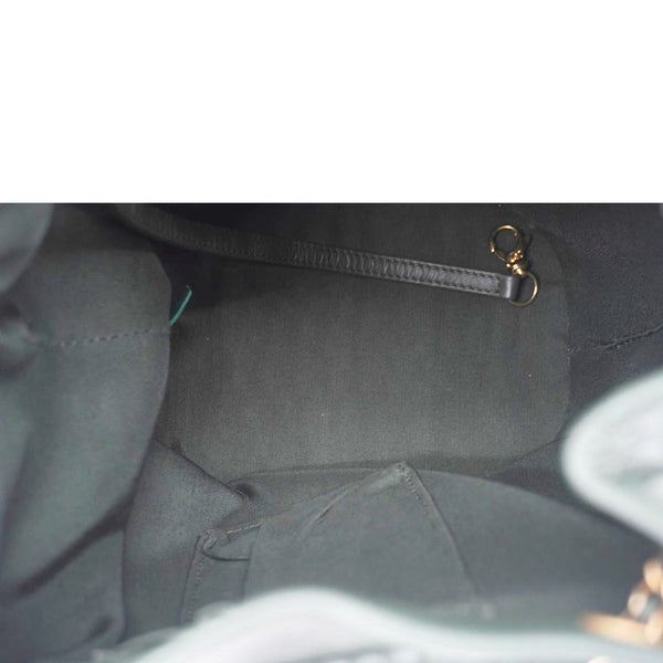 CHANEL Chevron Leather Drawstring Bucket Crossbody Bag Green