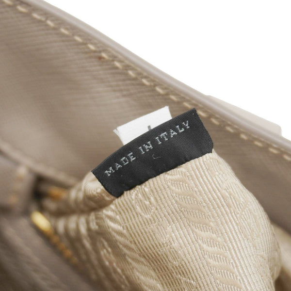 PRADA Galleria Double Zip Saffiano Leather Top Handle Tote Bag Beige