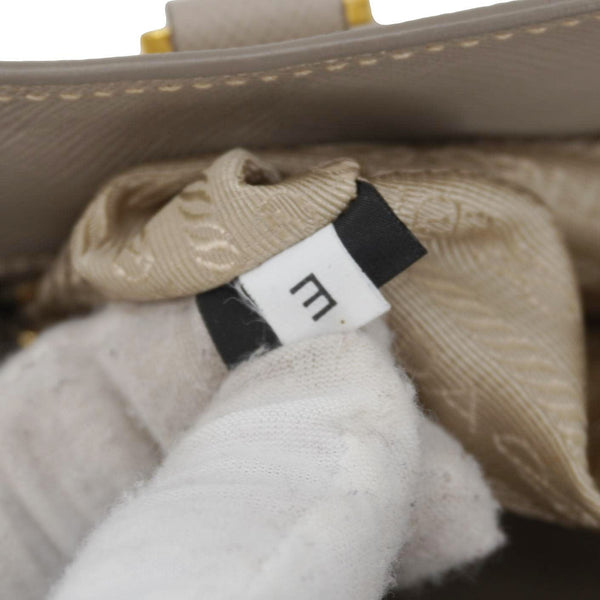 PRADA Galleria Double Zip Saffiano Leather Top Handle Tote Bag Beige