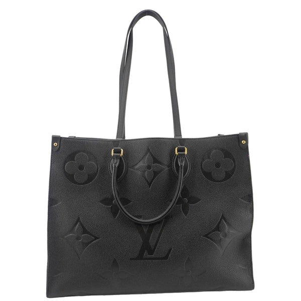 LOUIS VUITTON Onthego MM Giant Monogram Empreinte Leather Tote Bag Black