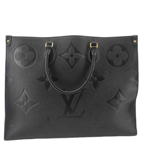 LOUIS VUITTON Onthego MM Giant Monogram Empreinte Leather Tote Bag Black
