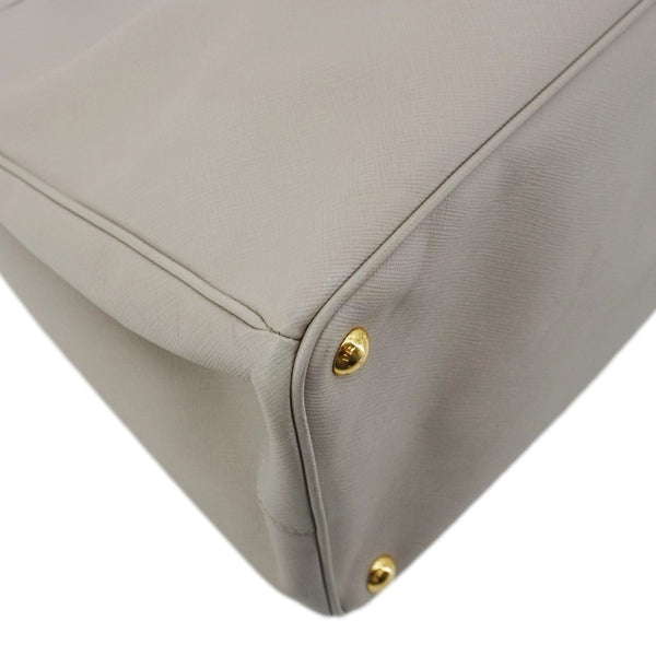 PRADA Galleria Double Zip Saffiano Leather Top Handle Tote Bag Beige