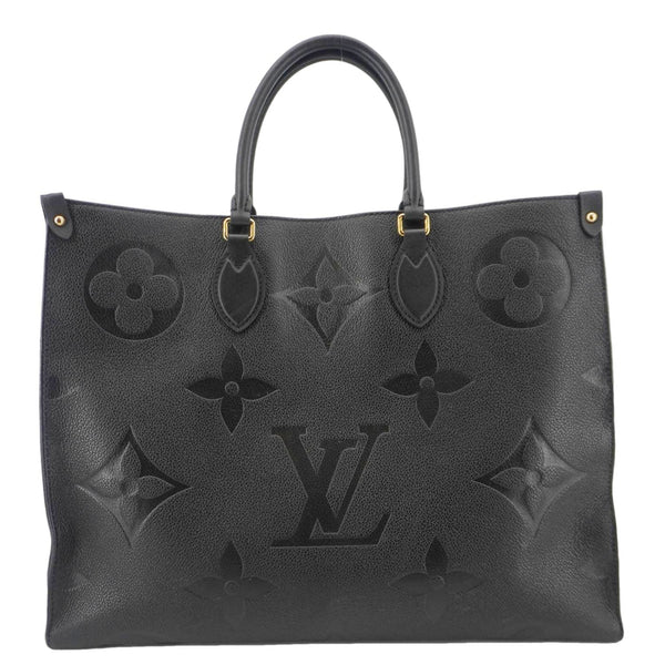 LOUIS VUITTON Onthego MM Giant Monogram Empreinte Leather Tote Bag Black