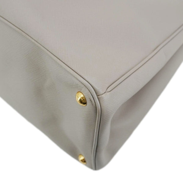 PRADA Galleria Double Zip Saffiano Leather Top Handle Tote Bag Beige