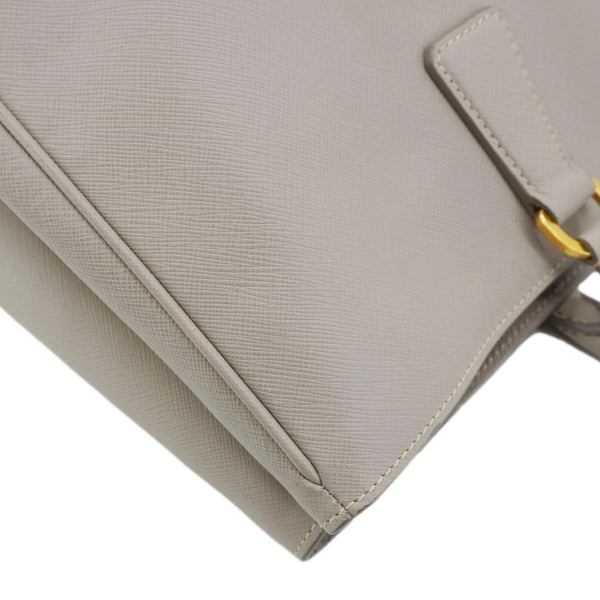 PRADA Galleria Double Zip Saffiano Leather Top Handle Tote Bag Beige