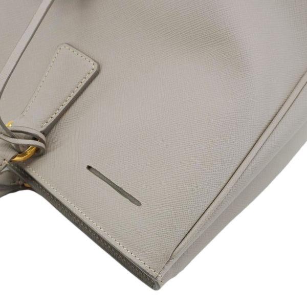 PRADA Galleria Double Zip Saffiano Leather Top Handle Tote Bag Beige