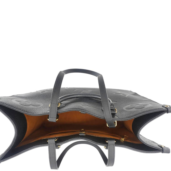 LOUIS VUITTON Onthego MM Giant Monogram Empreinte Leather Tote Bag Black