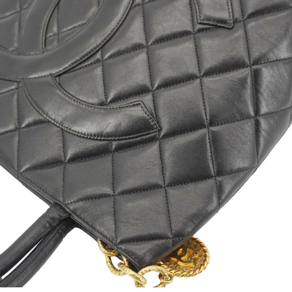 CHANEL Medallion Quilted Leather Tote Bag Black