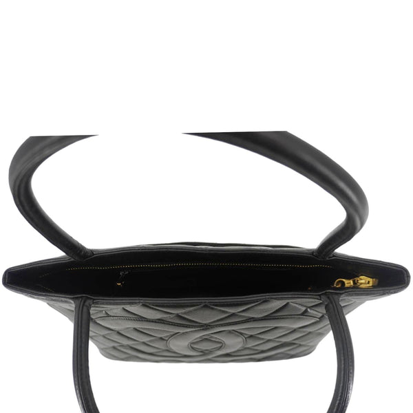 CHANEL Medallion Quilted Leather Tote Bag Black