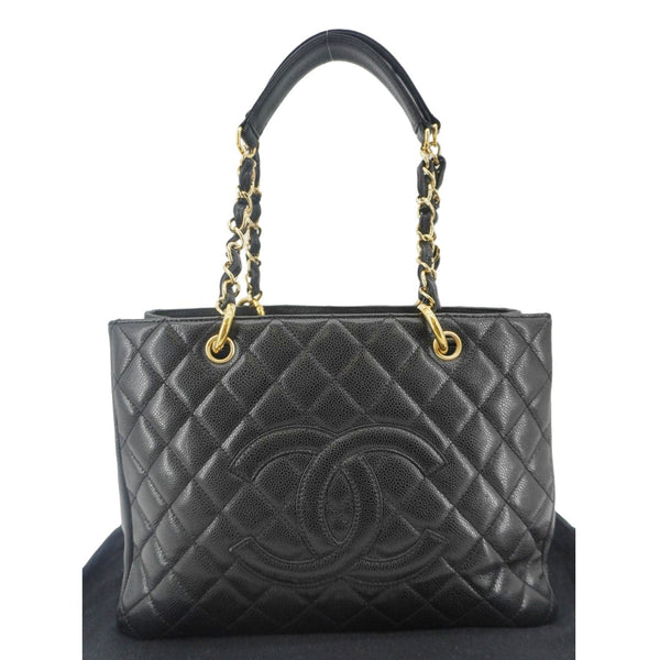 CHANEL Grand Shopping Quilted Leather Tote Bag Black