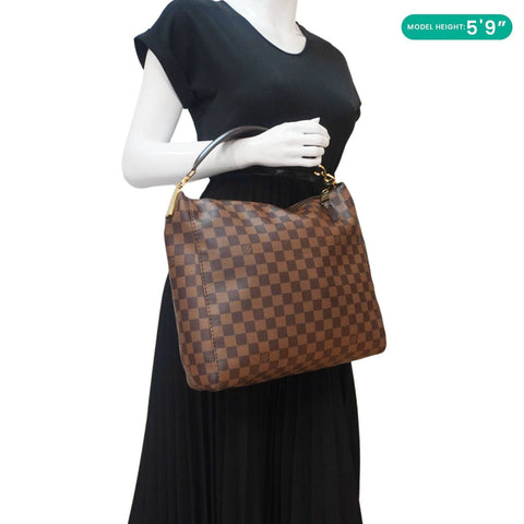 LOUIS VUITTON Portobello PM Damier Ebene Hobo Bag Brown