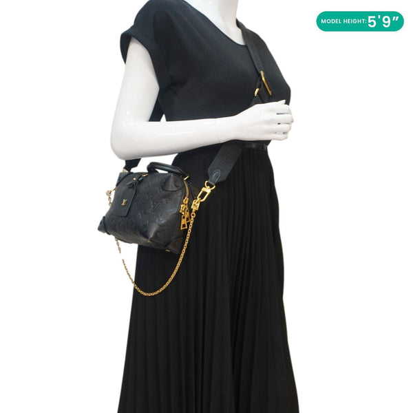 LOUIS VUITTON Petite Malle Souple Monogram Empreinte Shoulder Bag Black