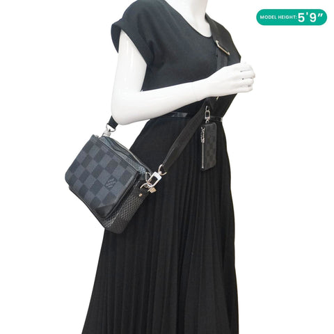 LOUIS VUITTON 3D Trio Damier Graphite Messenger Bag Black