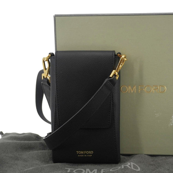 TOM FORD Leather Crossbody Phone Case Black