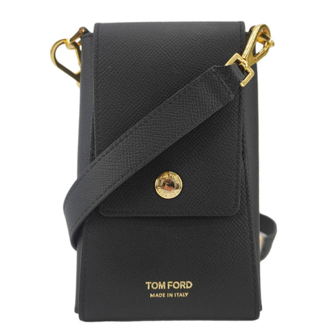 TOM FORD Leather Crossbody Phone Case Black
