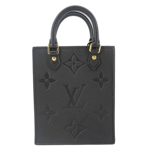 LOUIS VUITTON Petit Sac Plat Monogram Empreinte Leather Shoulder Bag Black