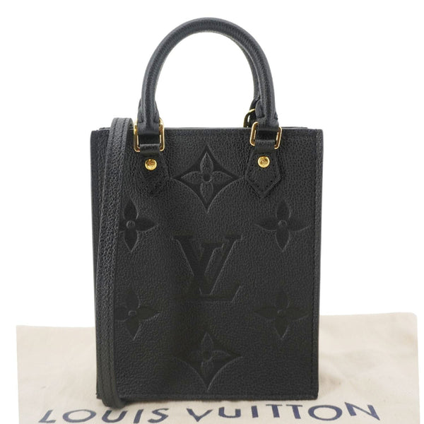 LOUIS VUITTON Petit Sac Plat Monogram Empreinte Leather Shoulder Bag Black