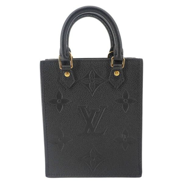LOUIS VUITTON Petit Sac Plat Monogram Empreinte Leather Shoulder Bag Black