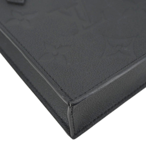 LOUIS VUITTON Petit Sac Plat Monogram Empreinte Leather Shoulder Bag Black