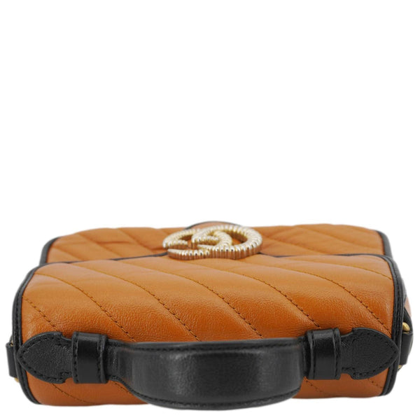 GUCCI Torchon Marmont Diagonal Leather Top Handle Shoulder Bag Brown 583571