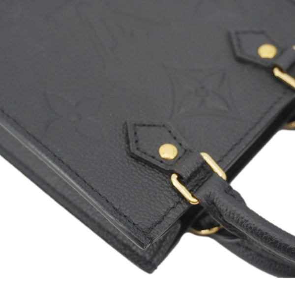 LOUIS VUITTON Petit Sac Plat Monogram Empreinte Leather Shoulder Bag Black