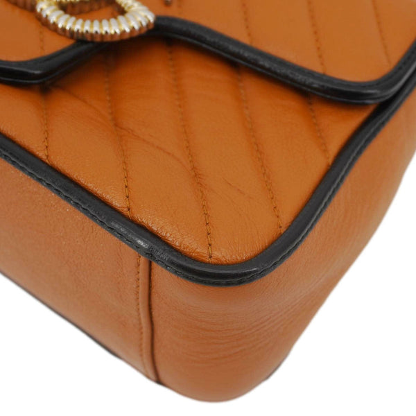 GUCCI Torchon Marmont Diagonal Leather Top Handle Shoulder Bag Brown 583571