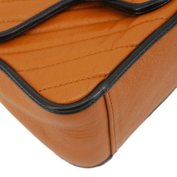 GUCCI Torchon Marmont Diagonal Leather Top Handle Shoulder Bag Brown 583571