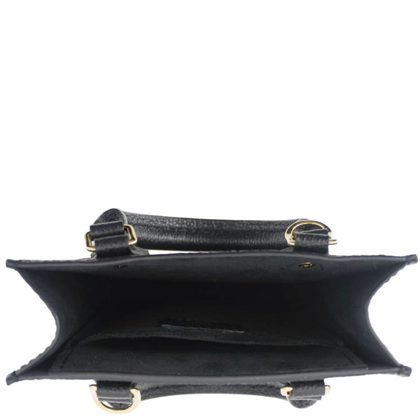 LOUIS VUITTON Petit Sac Plat Monogram Empreinte Leather Shoulder Bag Black