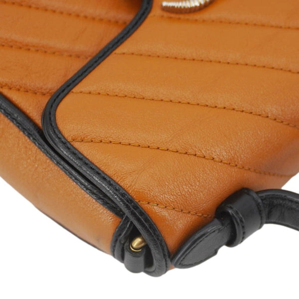 GUCCI Torchon Marmont Diagonal Leather Top Handle Shoulder Bag Brown 583571